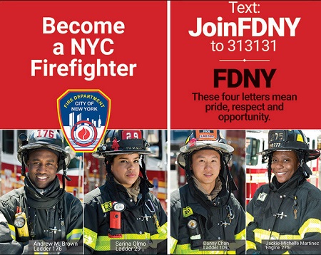 ニューヨーク消防庁の消防士募集ポスター（FDNYより）