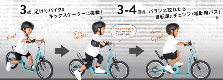 足けりバイク・キックスケーター・自転車、3つの乗り方で遊び広がる、幼児用自転車「Kiccle（キックル）」新登場の画像2